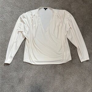 Express Cream Long Sleeve V-Neck Top